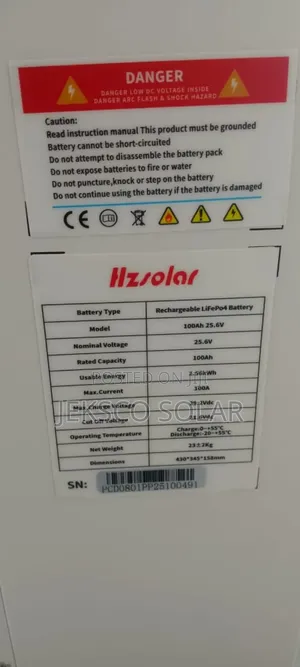2.5kw, 24v Solar Lithium Battery, Hz Solar, 100a