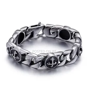 Stainless Steel Silver Cross Mens Bracelet