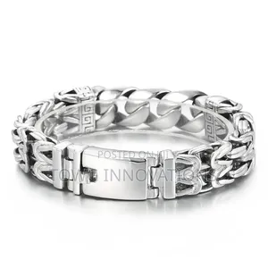 Gothic Stainless Steel Herringbone Cuban With Ancient Runes