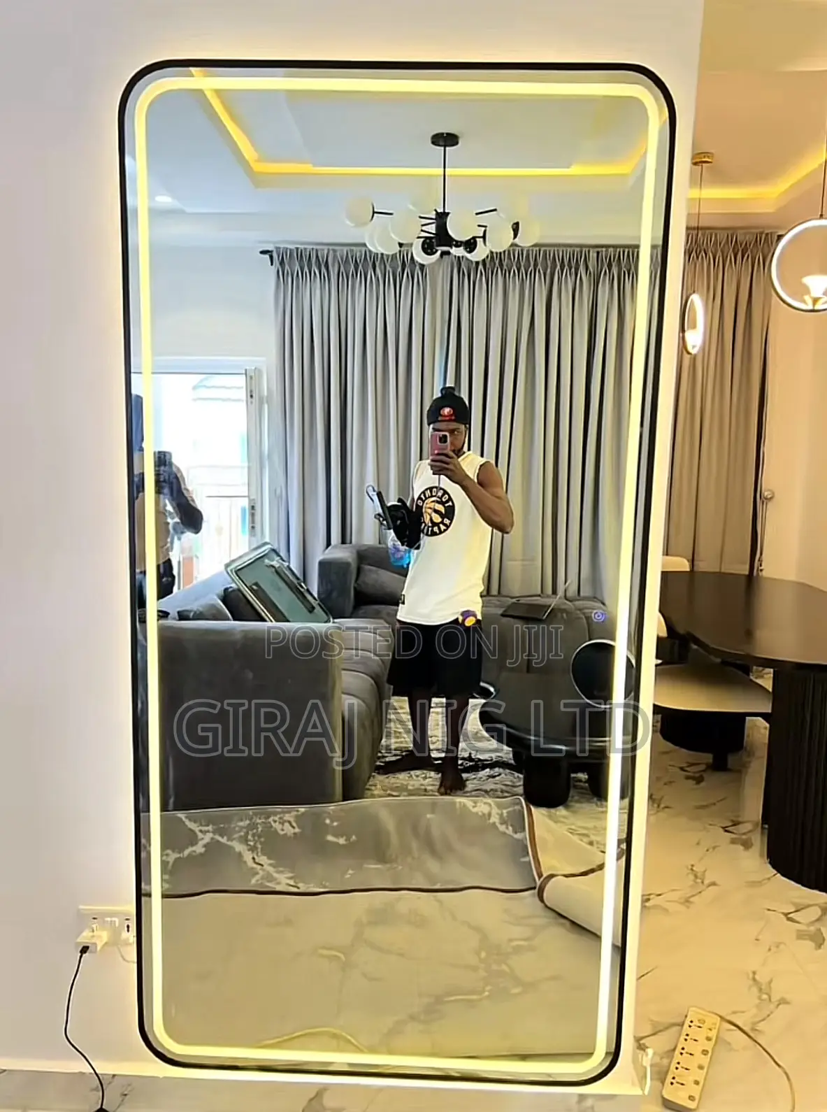 Frosted Wall Mirror With Warm Led Light