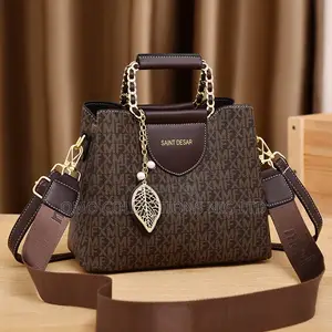 Luxury Classic Brown Ladies Handbag With Chain Handle and Strap