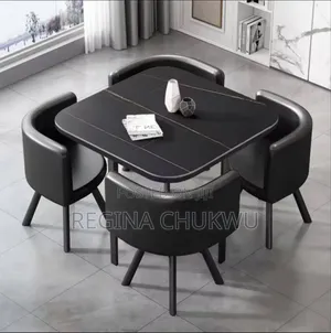 4 Chairs 1 Square Marble Dinning Set