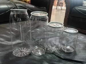 Transparent Pet Plastic Juice Bottles Beverage Cans With Easy Open Lid