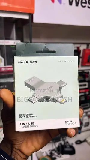 Green Lion 4-in-1 Usb Flash Drive 128gb - Silver