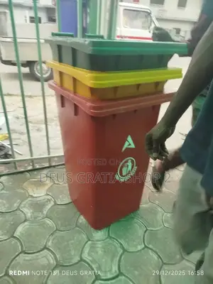 Yellow 240 Litres Waste Bin With Tyre