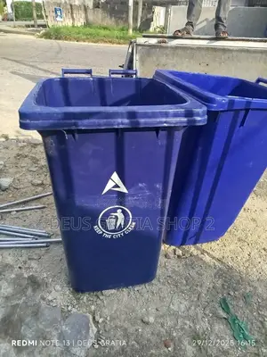 Blue Waste Bin With Tyre