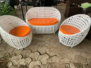 High Quality Rattan Garden Outdoor Chairs With Table White and Orange