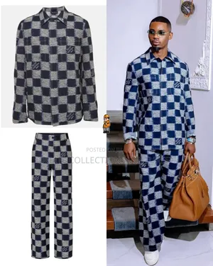 *Flocked Monogram Long Sleeve Louis Vuitton Denim Up and Down
