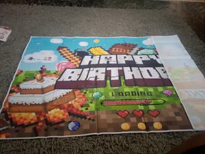 Pixel Birthday Video Gaming Backdrop 5ft X 3ft