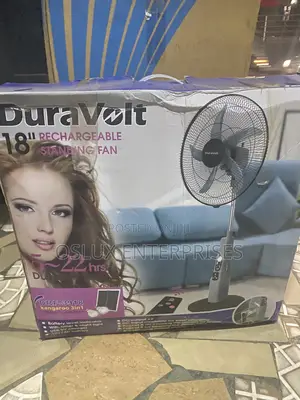Duravolt 18” Rechargeable Stand Fan With Panel