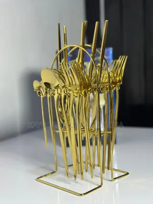 24 PCS Cutlery Set | Gold Spoon