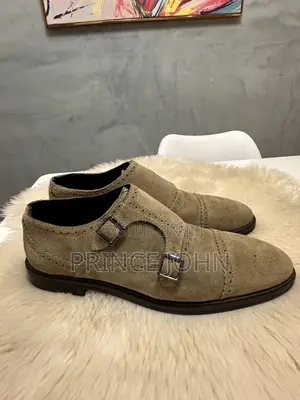 Asos Monk Shoes in Light Brown Suede Finish With Double Buckle Closure