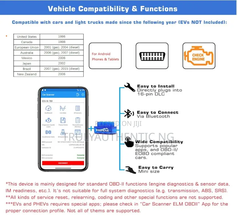 Veepeak Mini Bluetooth Obd2 Scanner Car Engine Code Reader Diagnostic