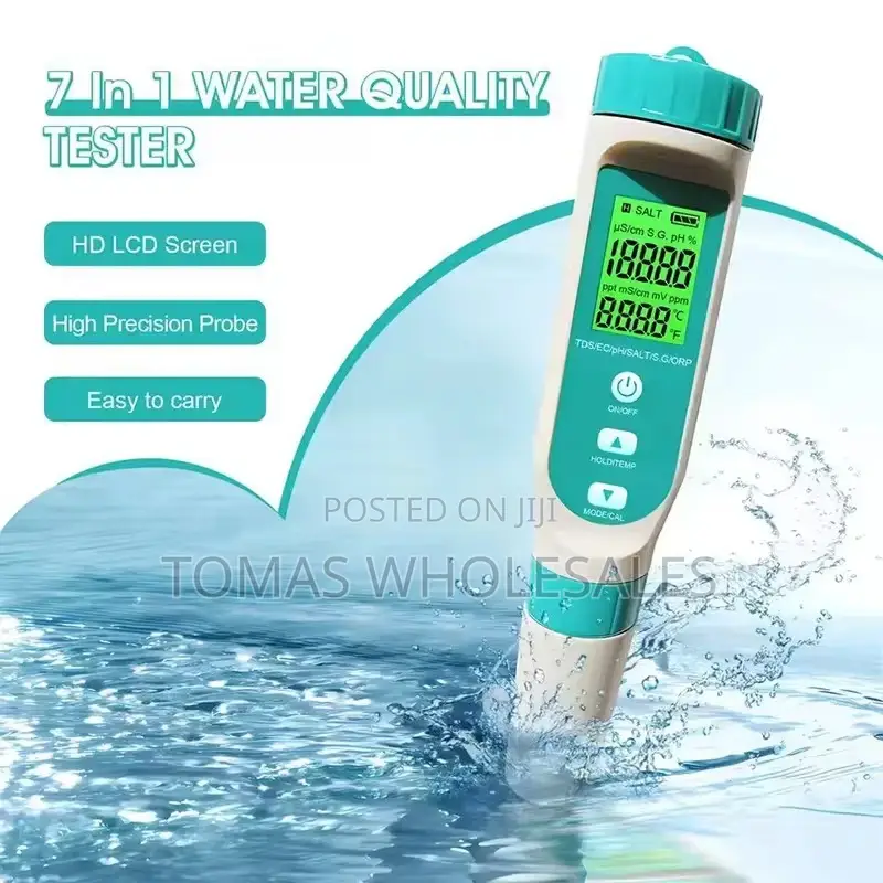 7-In1 Water Quality Tester: Ph, Tds, Ec, Sal, Gravity, Orp, Temp Meter