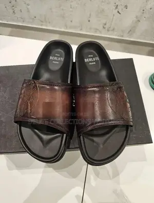 *Berluti Shadow Cover Leather Sandal in Blue Brown Now Available