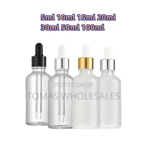 50ml Clear Glass Dropper Bottles: Black Cap for Essential Oils/Serums.