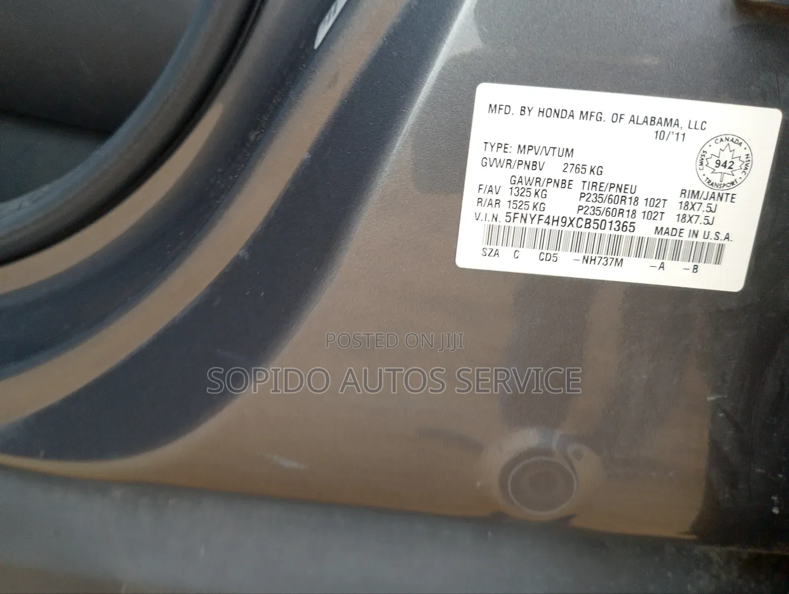 Honda Pilot 2012 Gray