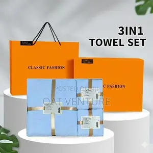3-in-1 Luxury Cotton Towel Gift Set – Soft Absorbent (With Gift Box)