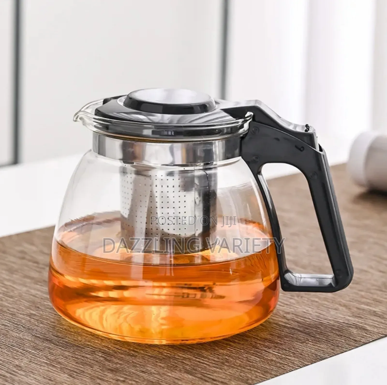 Elegant Glass Teapot Set With Stainless Filter 4 Matching Cups