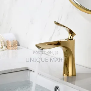 This Is a Gold-Finished, Single-Handle Basin Mixer Tap.