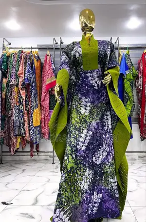 Exclusive Luxurious Adire Batik Bubu Dress With Jahu Asooke