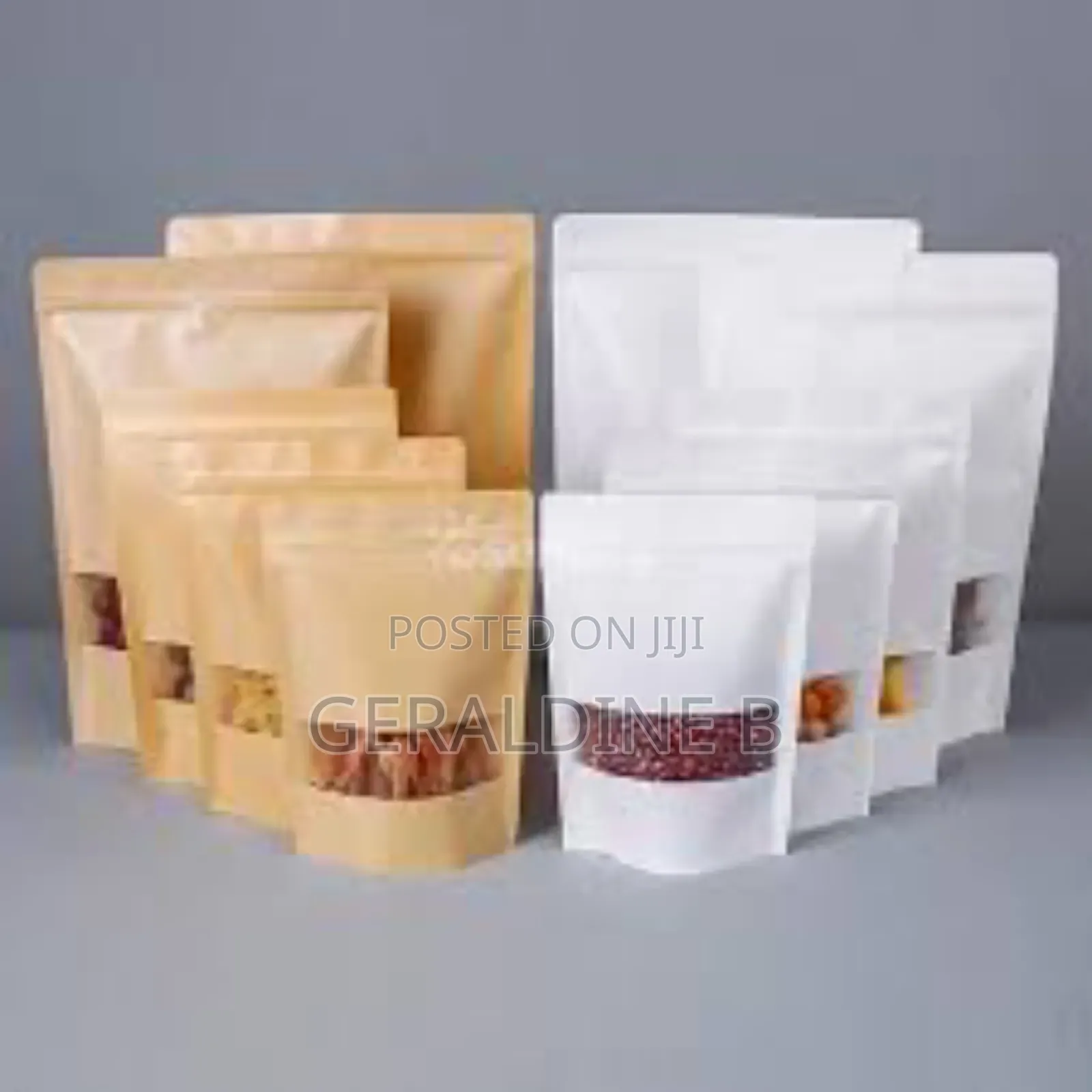 Paper Packaging Pouches White Brown Kraft Resealable Zip Lock Nylon