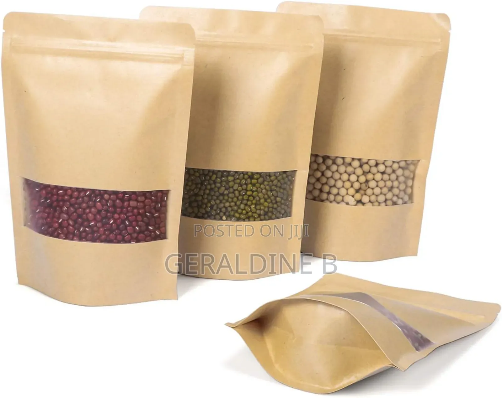 Paper Packaging Pouches White Brown Kraft Resealable Zip Lock Nylon