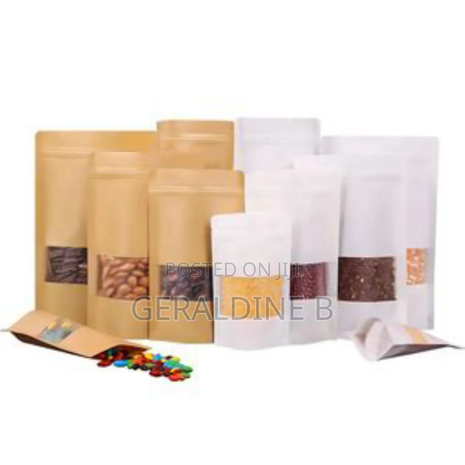 Paper Packaging Pouches White Brown Kraft Resealable Zip Lock Nylon