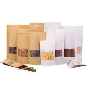 Paper Packaging Pouches White Brown Kraft Resealable Zip Lock Nylon