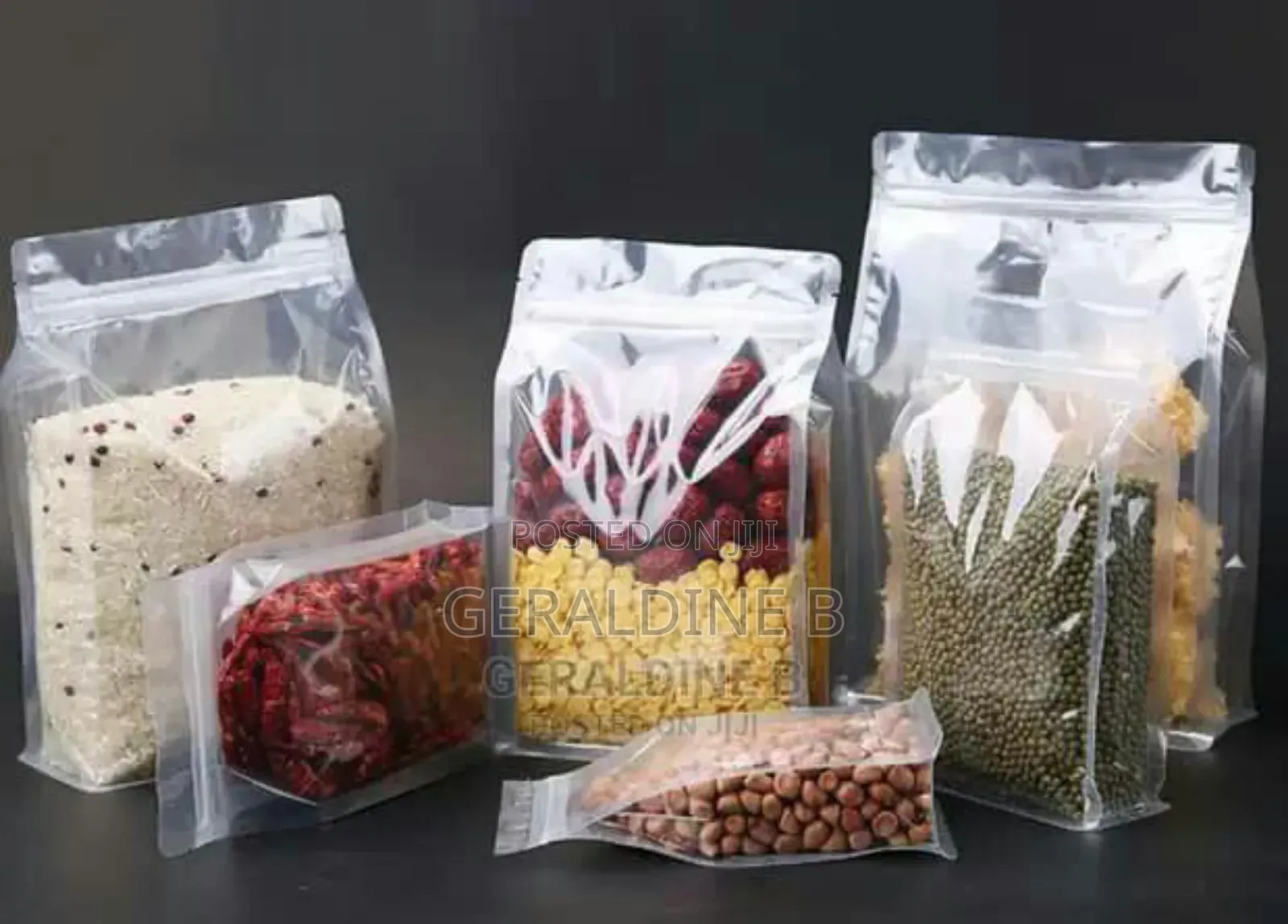 Transparent Zip Lock Packaging Pouches Flat Bottom Gusset Resealable