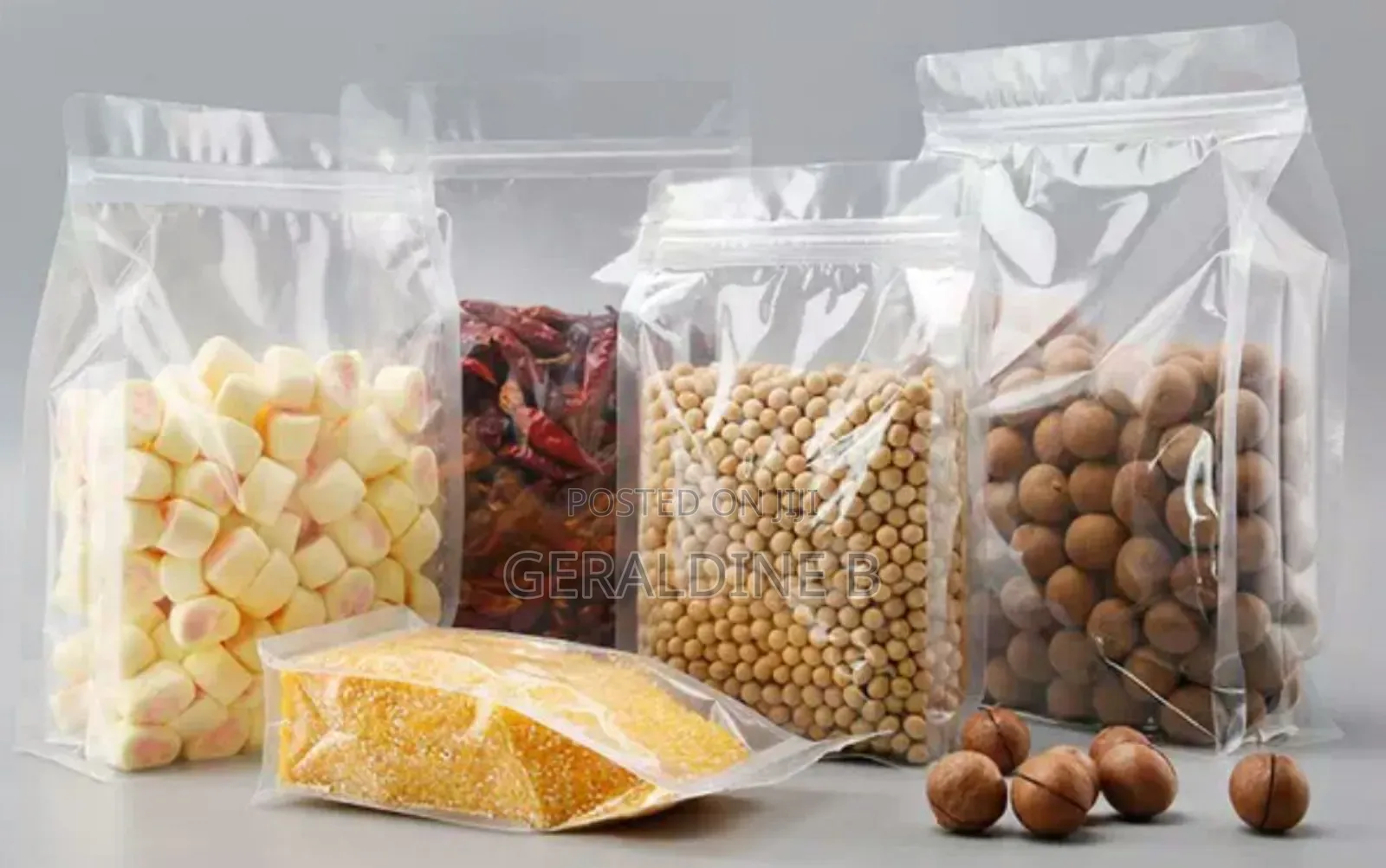 Transparent Zip Lock Packaging Pouches Flat Bottom Gusset Resealable