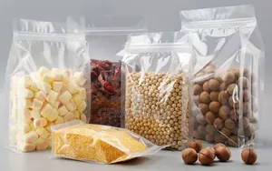 Transparent Zip Lock Packaging Pouches Flat Bottom Gusset Resealable