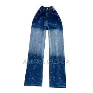 Women's European and American Style Gradient Color Denim Jeans.