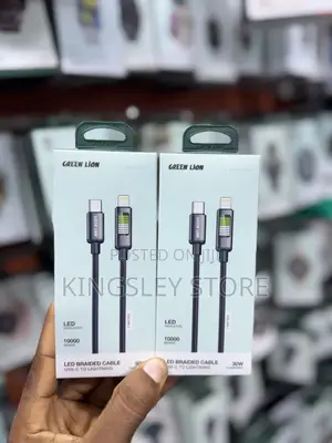 Green Lion Usb-c To Lightning Led Charging Cable, Braided + Aluminum