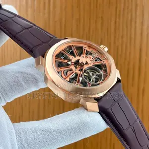Bvlgari Quality Luxury Men Chronograph Genuine Leather Wristwatch