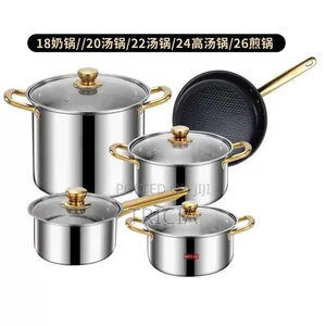 5pcs High Quality Stainless Steel Pot 18/20/22/24/26cm