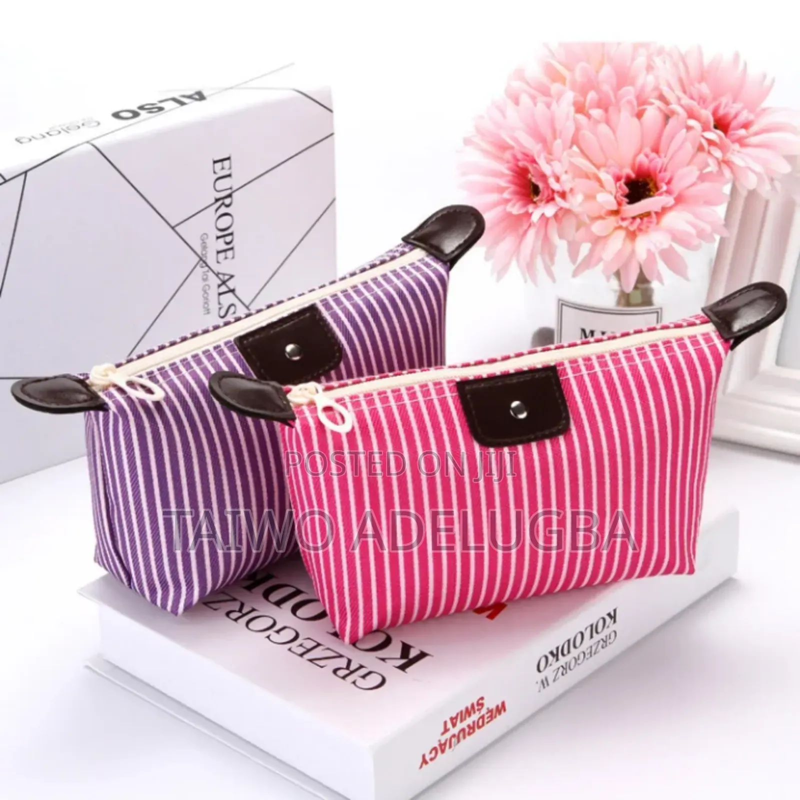 New Striped Makeup Purse (Per Dozen)