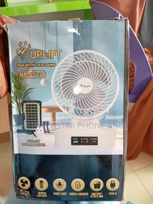 Upliift 7-Inch Rechargeable Table Fan With Solar Panel and Bulbs