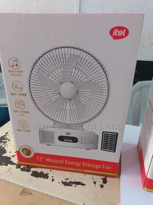 Itel 12 Inches Ac/Dc Solar Rechargeable Fan With Panel 2 Bulbs