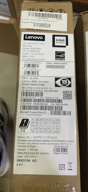 New Laptop Lenovo 300e 4GB Intel Celeron eMMC 60GB