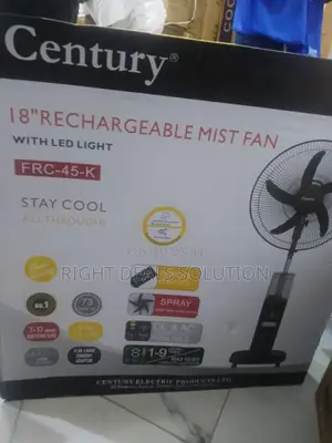 Century’S All-in-One Cooling Solution: 18" Rechargeable Mist Fan