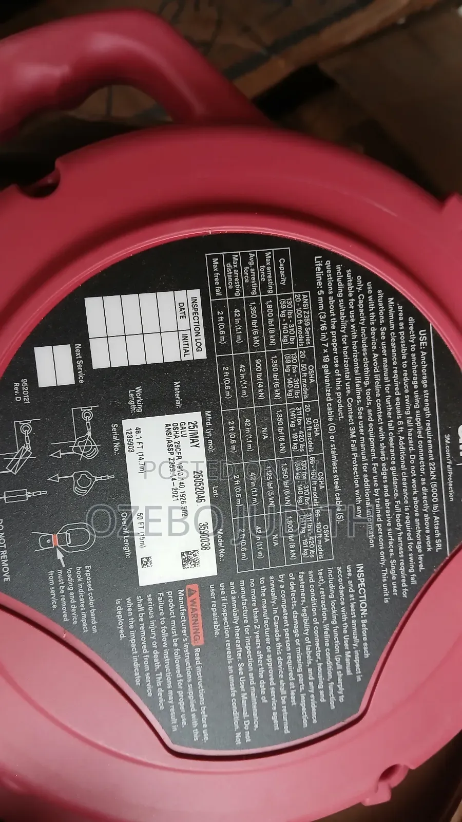Fall Arrestor 20meters 3m