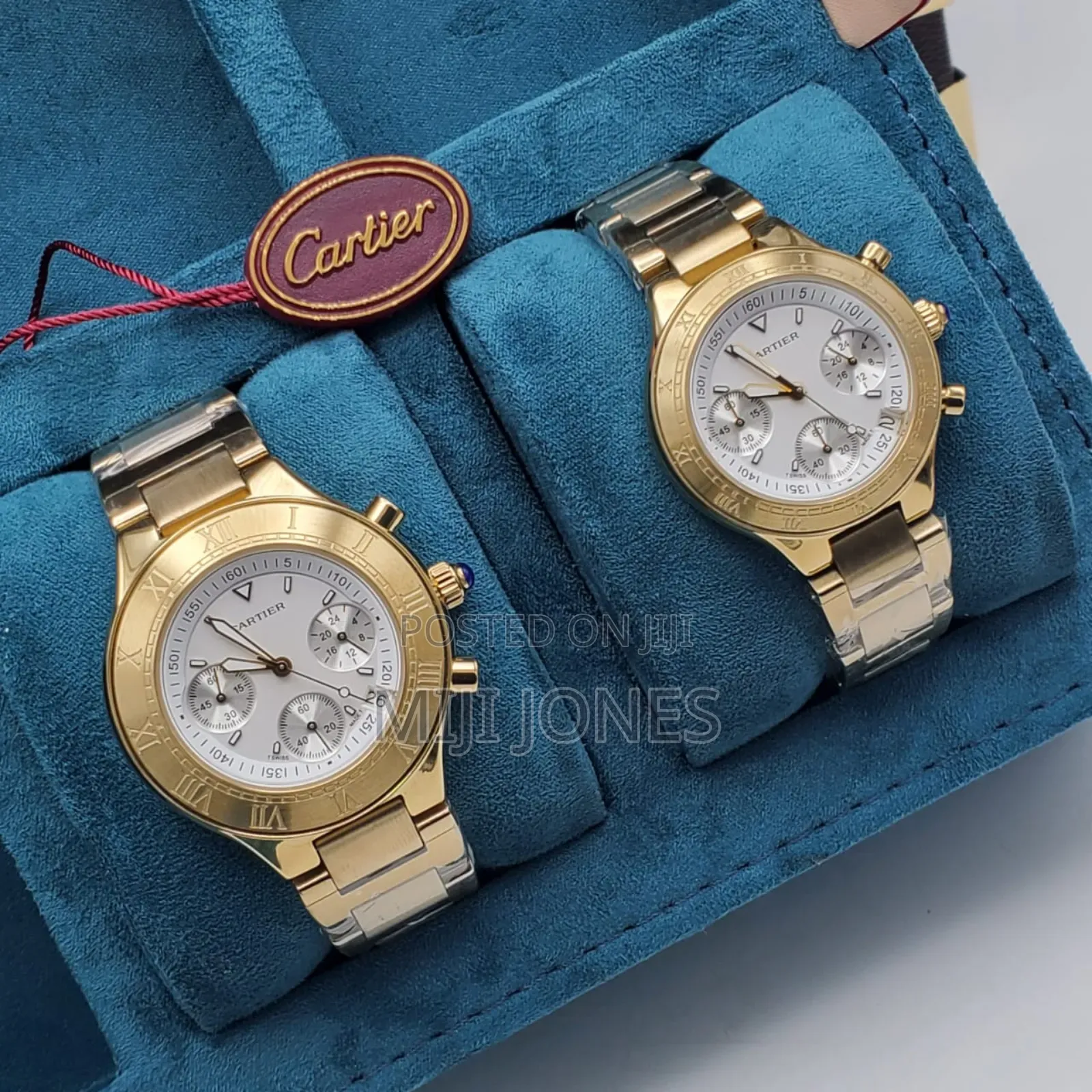 *Cartier‐Style Unisex Chain‐Link Quartz Chronograph