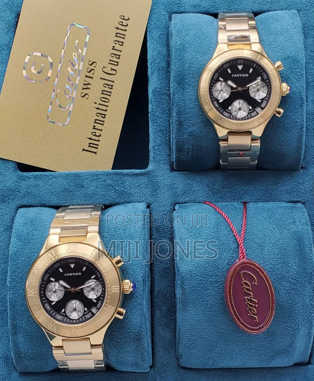 *Cartier‐Style Unisex Chain‐Link Quartz Chronograph