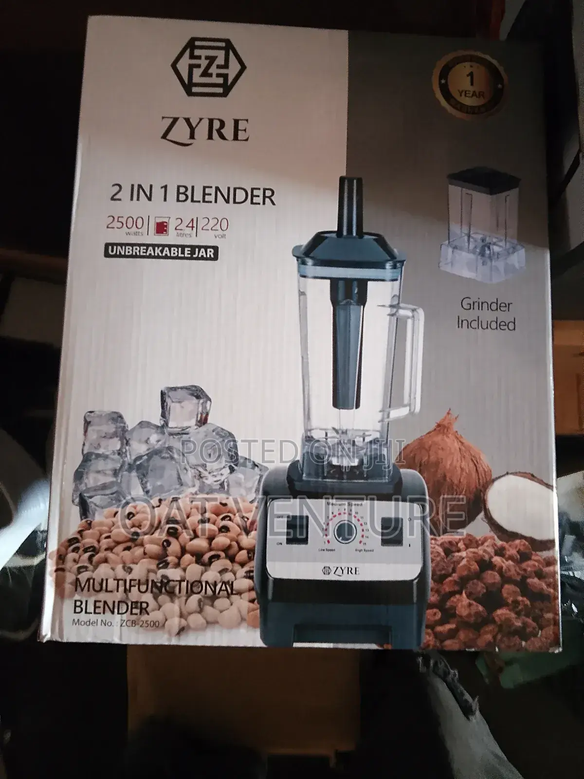 High-Speed Zyre Multifunctional Blender Grinder - 2500 Watts
