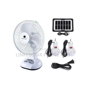 12 Inch Solar Rechargeable Table Fan With Led Bulb and Panel