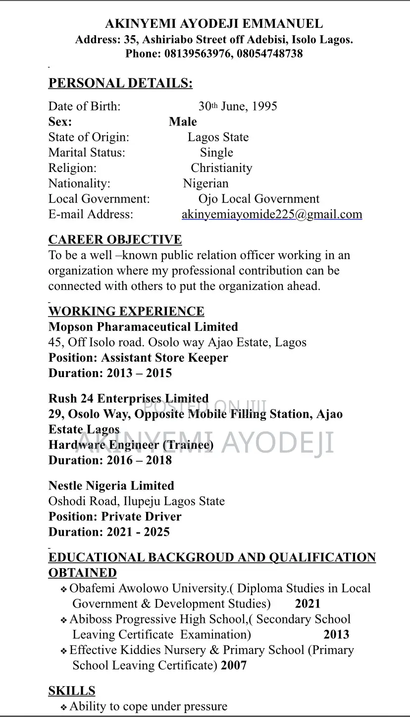 Customer Service Representative