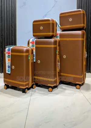 Set of 5 Hard Rubber Traveling Luggage Boxes