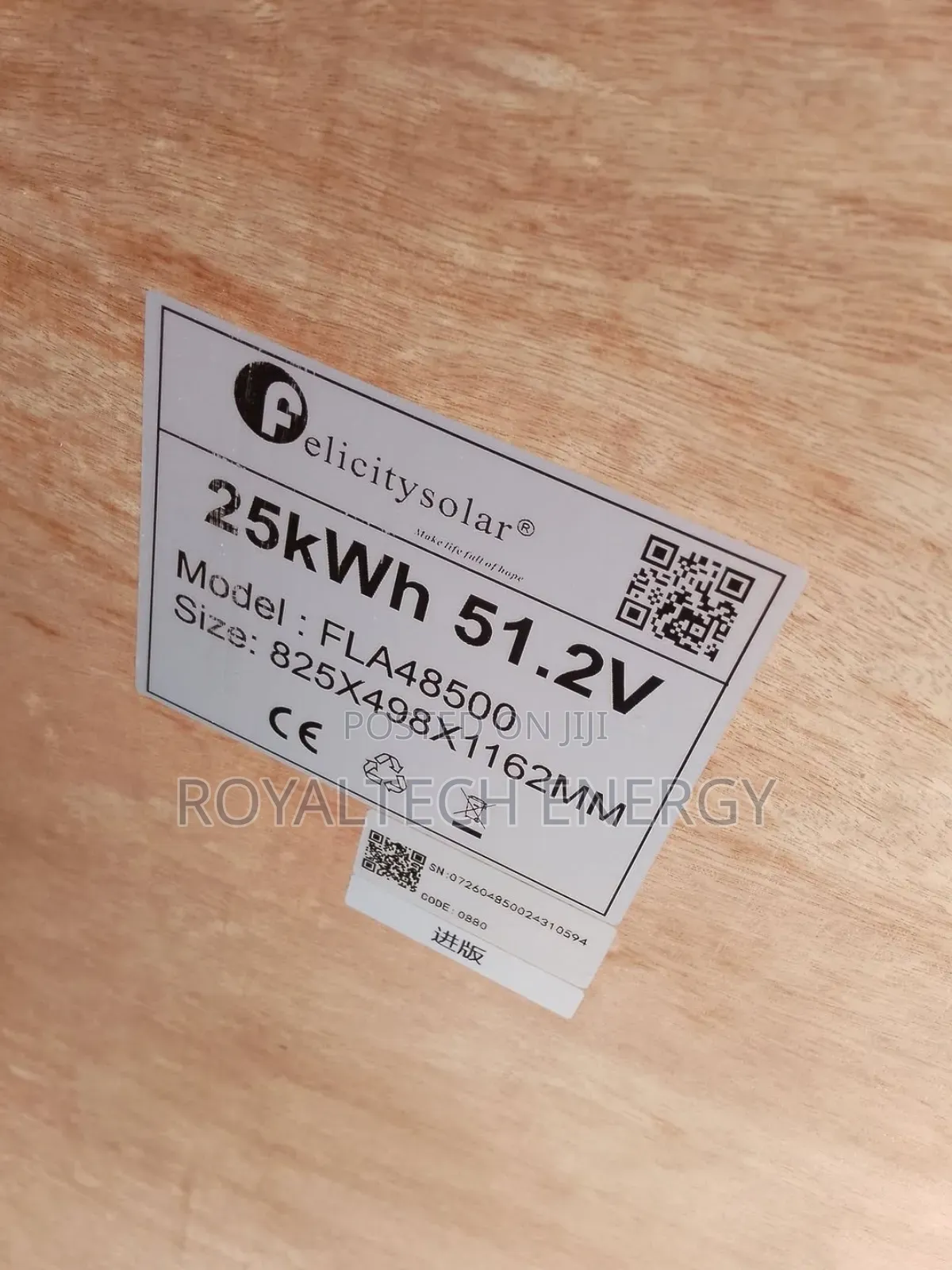 Felicity 25kwh Lithium Phosphate Battery 500ah