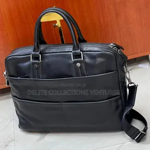 This Is a Black Leather Tommasi Unisex Brief-Bag